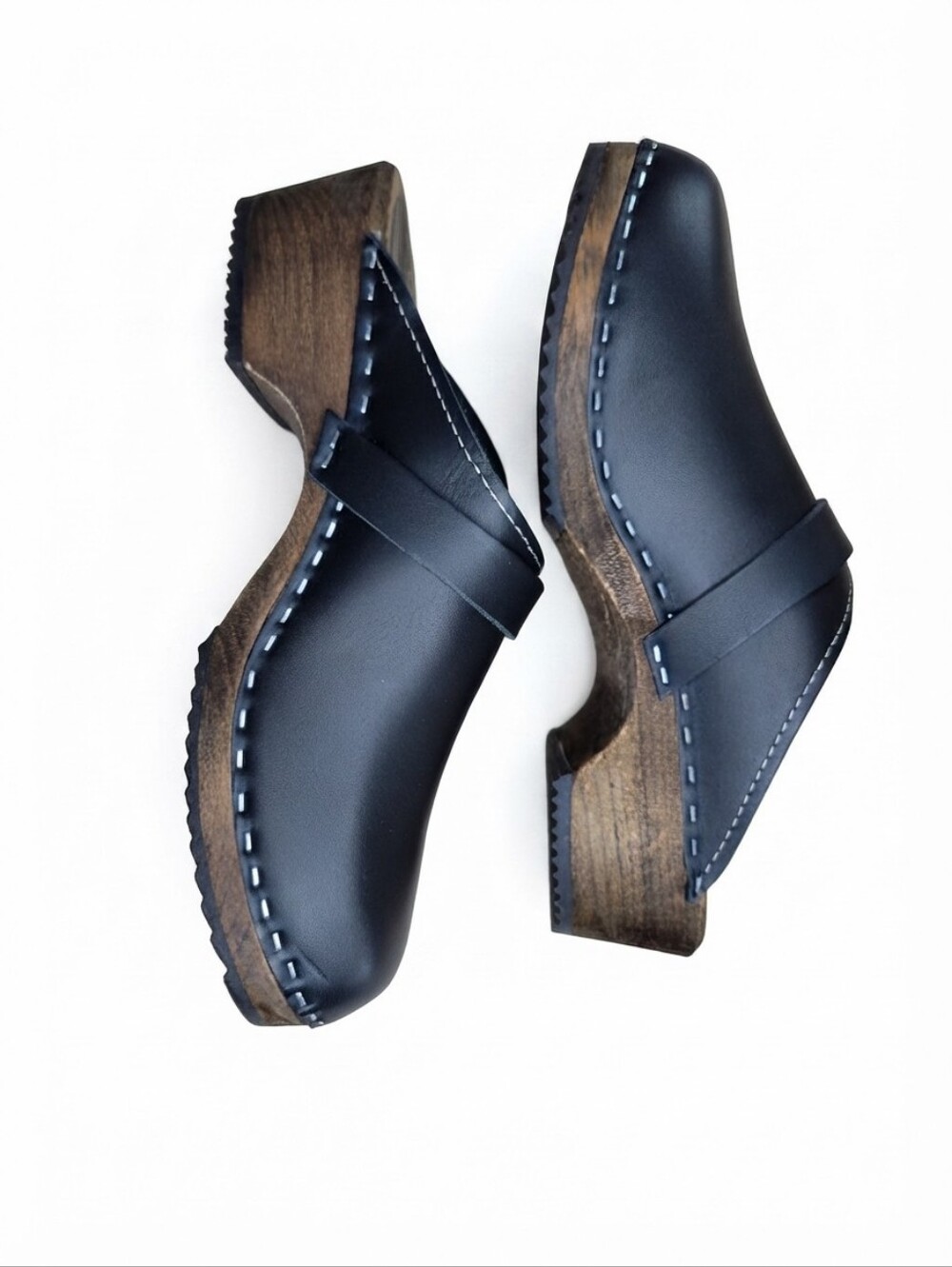 Lotta From Stockholm Lotta's Swedish Clogs Black Leather Size Wood 40 Bohemian
